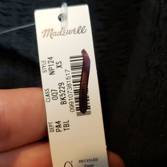 NWT Madewell The Melody Smocked Selena Midi Dress Black XS - Picture 10 of 11